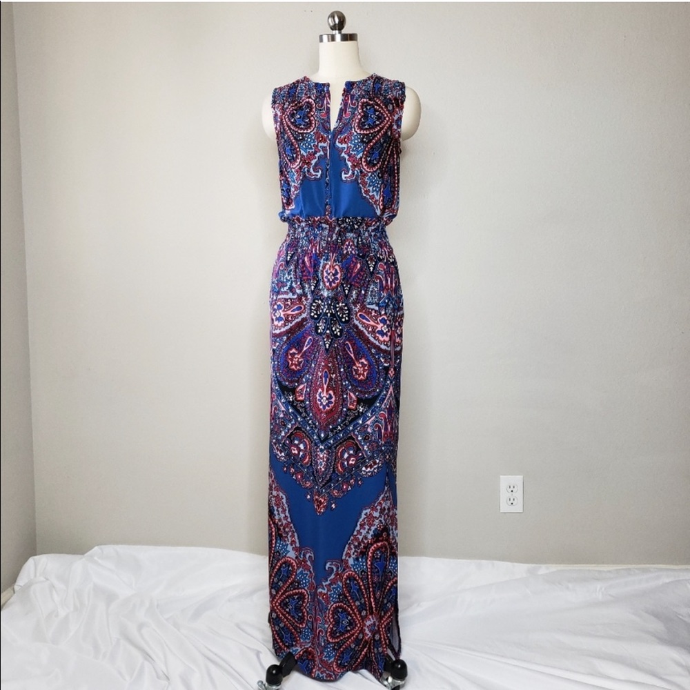 ADRIANNA PAPELL geometric print maxi dress size S